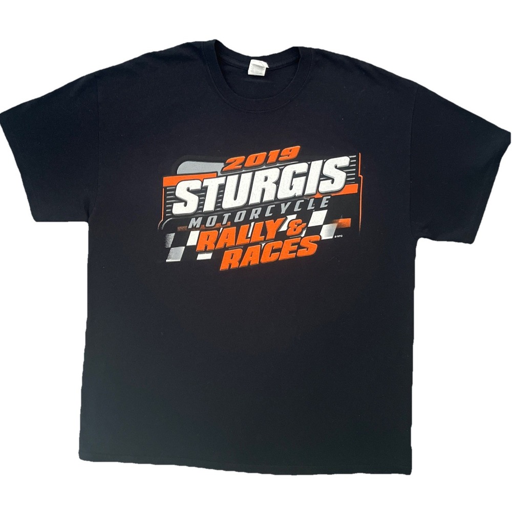 Sturgis Motorcycle Rally's & Races Black 2-sided Men's T-Shirt Size XL - Picture 3 of 6